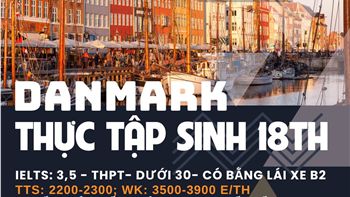 Thực tập sinh Đan Mạch 18 tháng + Gia hạn, WK, thẻ xanh (THPT trở lên)